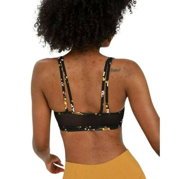 NWT Offline By Aerie Women's Goals Plunge Sports Bra in True Black Floral Size M - Picture 2 of 11